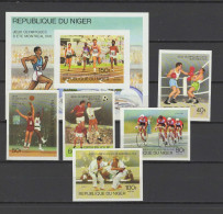 Niger 1976 Olympic Games Montreal, Athletics, Basketball, Football Soccer, Judo, Cycling Etc. Set Of 5 + S/s Imperf. MNH - Zomer 1976: Montreal