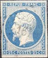 FRANCE Y&T N°10 Louis-Napoléon 25c Bleu. Oblitéré Losange P.C. N°161 Aubervilliers - 1852 Louis-Napoléon