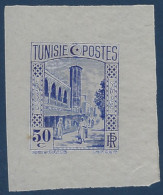 TUNISIE Mini épreuve D'atelier Type M MOSQUÉE HALFAOUINE A TUNIS 1931 Du N°171 50c Bleu Rare ! - Andere & Zonder Classificatie