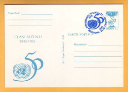 1995 Moldova Moldavie Moldau; FDC 50 Years UNO United Nations. First Post Card With The Original Postage Stamp. - ONU