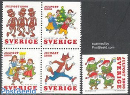 Sweden 2000 Christmas 5v, Mint NH, Religion - Christmas - Art - Children's Books Illustrations - Ungebraucht