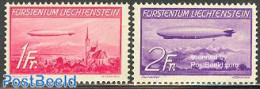 Liechtenstein 1936 Zeppelins 2v, Mint NH, Transport - Zeppelins - Unused Stamps