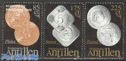 Netherlands Antilles 1997 Coins 3v, Mint NH, Various - Money On Stamps - Monnaies