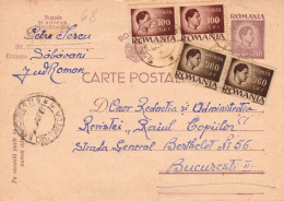 ROUMANIE / ROMANIA - INFLATION PERIOD : 1947 - STATIONERY POSTCARD With ADDED STAMPS - RATE : 1,060 LEI (an741) - Briefe U. Dokumente