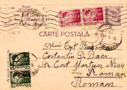 ROUMANIE / ROMANIA - INFLATION PERIOD : 1947 - STATIONERY POSTCARD With ADDED STAMPS - RATE : 7,000 LEI (an742) - Briefe U. Dokumente