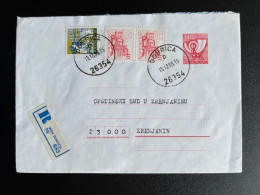 JUGOSLAVIJA YUGOSLAVIA 1988 REGISTERED LETTER DOBRICA TO ZRENJANIN 15-12-1988 - Covers & Documents