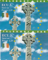 Denmark, TP 080A And B, ECU-Ireland, Mint, Only 3000 And 1250 Issued, Flag, Monument,  2 Scans. - Denmark