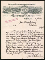 Rechnung Fahrnau 1912, Leder Und Lederwarenfabrik Gebrüder Krafft, Ansicht Der Werke  - Andere & Zonder Classificatie