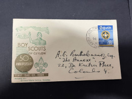 19-5-2024 (5 Z 34) Sri Lanka (Ceylon) FDC - 1962 - Boy Scouts - Sri Lanka (Ceylon) (1948-...)