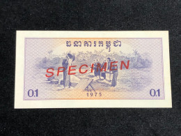 Cambodia Democratic Kampuchea Banknotes #24- 1975- Khome Specinem/1 Pcs Aunc Very Rare - Kambodscha