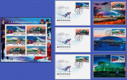 Russia 2024 10th Years Of Olympic Winter In Sochi, Olympics Park., MS MNH + 3 FDC +3 Maxicards Set (**) - Neufs