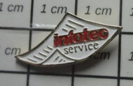 1222 Pin's Pins / Beau Et Rare / MEDIAS / FEUILLE IMPRIMEE INFOTEC SERVICE - Médias