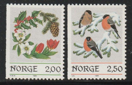 NORVEGE - N°894/5 ** (1985) Oiseaux+fleurs - Unused Stamps