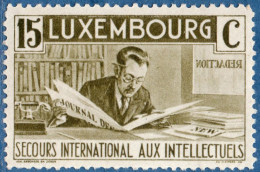 Luxemburg 1935 15 C, Journalist Reading Newspaper, International Aid Emigrated Scientists 1 Value MH - Other & Unclassified