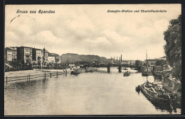 AK Berlin-Spandau, Dampfer-Station Und Charlottenbrücke  - Spandau