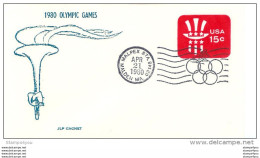 213 - 34 - Entier Postal Américain Regravé "Flamme Olympique- Jeux Olympiques 1980" Oblit Spéciale Skieur - Malpex " - Winter 1980: Lake Placid