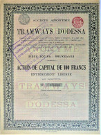 2 X S.A. Tramways D'Odessa - Action De Capital 100 Fr - Spoorwegen En Trams