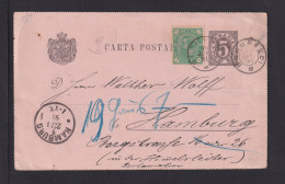 1891 - 5 B. Ganzsache Mit 5 B. Zufrankiert Ab Bukarest Nach Hamburg - Lettres & Documents