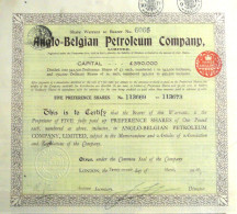 Anglo-Belgian Petroleum Company -5 Pref.shares (1928) - Pétrole