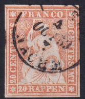 Zumst. 25D / Mi. 25B3 20 Rappen Strubel - Weissrandig Und Farbfrisch - Used Stamps
