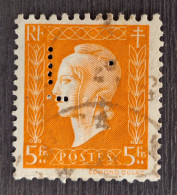 France 1945 N°697 Ob Perforé L  TB - Used Stamps