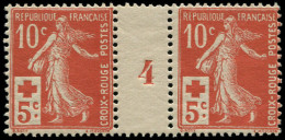 ** FRANCE - Poste - 147, Paire Millésime "4": 10c. + 5c. Croix-Rouge - Ungebraucht