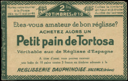 ** FRANCE - Carnets - 170-C1, Série 93, Carnet De 20, Un Exemplaire Adhérence: 10c. Pasteur Vert - Autres & Non Classés