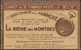 ** FRANCE - Carnets - 199-C23, Série 157, Carnet De 20 Sans Agrafe, Un Exemplaire + + Une Pub *: 50c. Semeuse Rouge - Autres & Non Classés