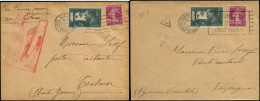 LET FRANCE - 1° Vols - 07/07/37, Paris/Toulouse Et Paris/Perpignan, 2 Enveloppes (1 Avec Cachet Rouge) (Saul 20 B) - Erst- U. Sonderflugbriefe