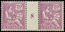 ** ALEXANDRIE - Poste - 77, Paire Millésime "8": 20m. Lilas - Nuovi