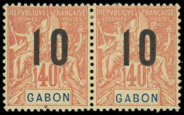 * GABON - Poste - 72Aa, Paire, Un Exemplaire Chiffres Espacés: 10/40c. Groupe - Autres & Non Classés