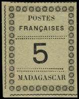 (*) MADAGASCAR - Poste - 8, Signé Scheller: 5c. Noir S. Vert - Unused Stamps