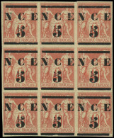 ** NOUVELLE-CALEDONIE - Poste - 6, Bloc De 9, Signé, TTB: 5/40c. Rouge - Andere & Zonder Classificatie