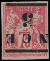 (*) NOUVELLE-CALEDONIE - Poste - 7a, Surcharge Renversée, Bien Margé: 5 Sur 75c. Rose - Autres & Non Classés