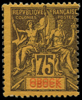 * OBOCK - Poste - 43a, Double Légende, Signé Scheller: 75c. Violet S. Jaune - Nuovi