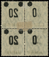 * SARRE - Poste - 50, Bloc De 4 Surcharge Recto-verso: 20 S. 75p. Vert Et Noir - Neufs