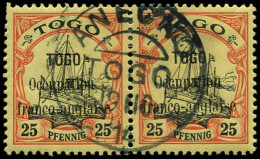 O TOGO - Poste - 26a, En Paire, 1 Exemplaire "0" étroit, Signé, Avec Gomme: 25pf. - Usados