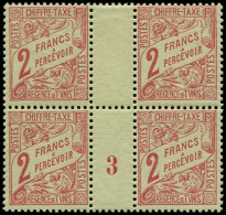 ** TUNISIE - Taxe - 34, Bloc De 4 Millésime "3": 2f. Rouge S. Vert - Timbres-taxe