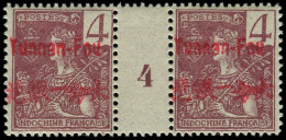 * YUNNANFOU - Poste - 18, Paire Millésime "4", Gomme Coloniale: 4c. Lilas-brun S. Gris - Unused Stamps