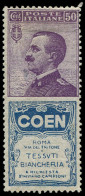 (*) ITALIE - Bandes Publicitaires - Sassone 10, 50c. Violet Pub "Coen", Clair - Timbres Pour Envel. Publicitaires (BLP)