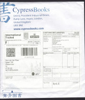 UK: Tracked Parcel Fragment (cut-out), 2024, Postage Paid, Self-printed Label, QR, Customs Declaration (minor Damage) - Brieven En Documenten