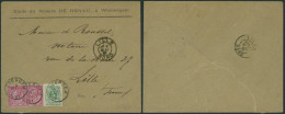 émission 1884 - N°45 Et 46 X2 Sur Lettre à En-tête (Wondelgem) Obl Simple Cercle "Evergem" (1891) > Lille - 1884-1891 Leopoldo II
