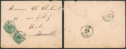 émission 1884 - N°45 En Paire Sur Lettre Obl Simple Cercle "Estinnes" > Uccle - 1884-1891 Léopold II