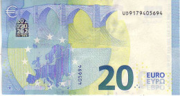 (Billets). 20 Euros 2015 Serie UD, U008D5, N° UD 9179405694,  Signature 3 Mario Draghi UNC - 20 Euro