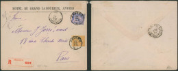 émission 1884 - N°48 Et 50 Sur Lettre En Recommandé De Anvers (hotel Du Grand Laboureur) > Paris / Double Port. - 1884-1891 Leopoldo II