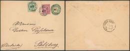 Ep Au Type Env. 10ctm Vert + N°45 Et 46 Expédié De Bruxelles 5 (1890) > Salzburg (Autriche) - 1884-1891 Leopold II