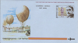 ENTIER POSTAL STATIONERY GANZSACHE GS AEROGRAMME AEROGRAMM AEROGRAMMA ESPAGNE SPAIN ESPANA ICARE DIEGO MONTGOLFIERE 1980 - Airships