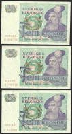 Sweden 3x5 Kronor 1978 &1979  USED - Suède