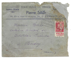 Type Paix 50 Centimes Avec Pub Layettes Tetra Sur Enveloppe D'entreprise Cachetée Daguin, Osseja, 1937 - 1932-39 Paix