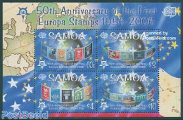 Samoa 2005 50 Years Europa Stamps S/s, Mint NH, History - Various - Europa Hang-on Issues - Stamps On Stamps - Maps - European Ideas